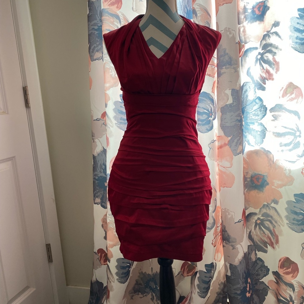 Ruby red, satin Express cocktail dress size 2. Excellent condition
